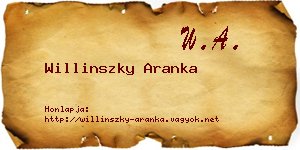 Willinszky Aranka névjegykártya